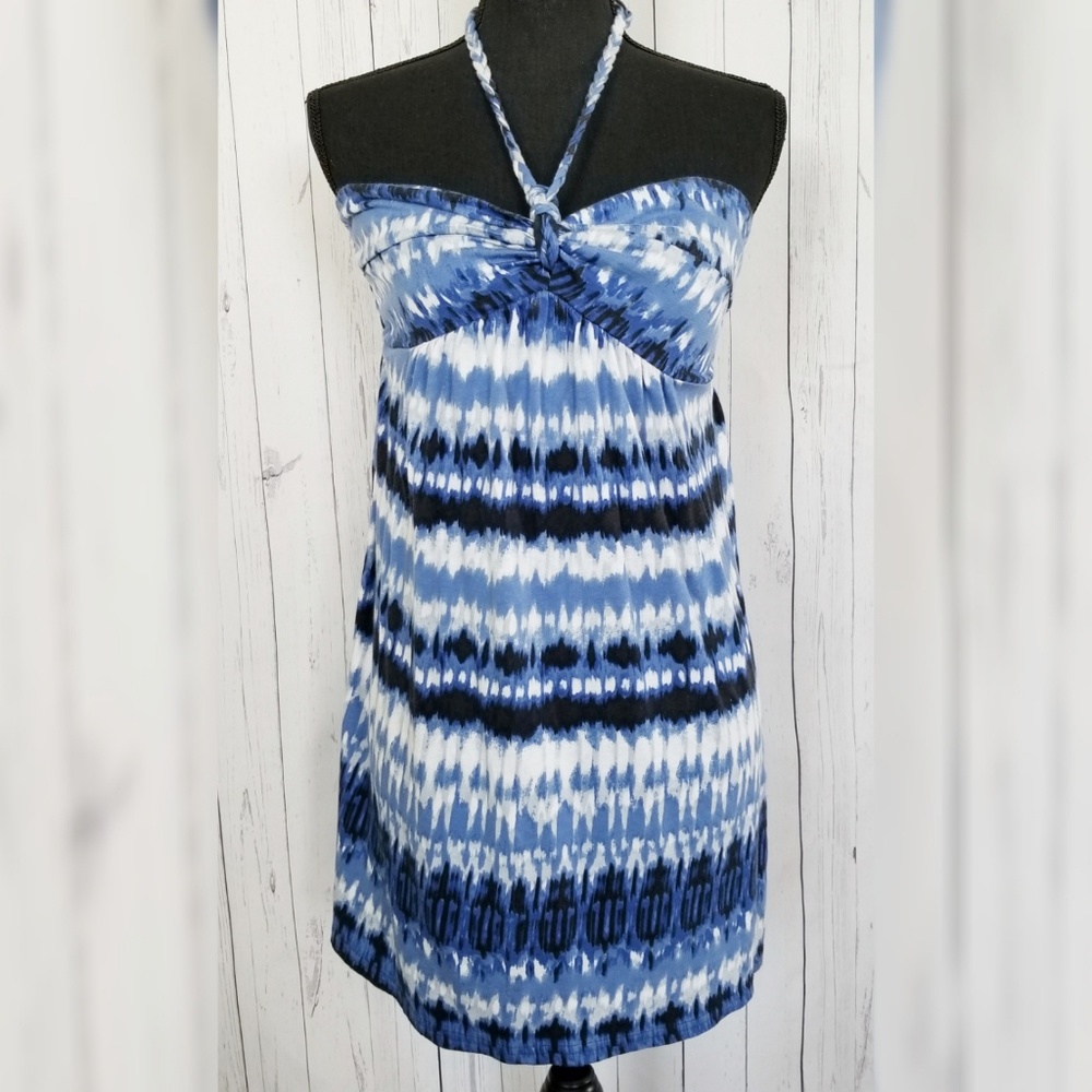 🌹 LOFT (M) Tie Dye Look Blue Halter Neck Top - Picture 2 of 5